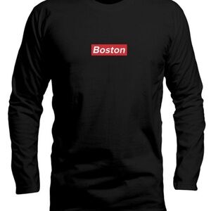 Boston Box Logo Black Long Sleeve (Color: RedBox)